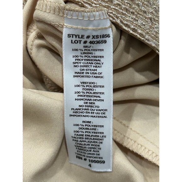 Xscape Gold One Shoulder Draped Cocktail Dress Embellished Detail Size 4 - Picture 6 of 10